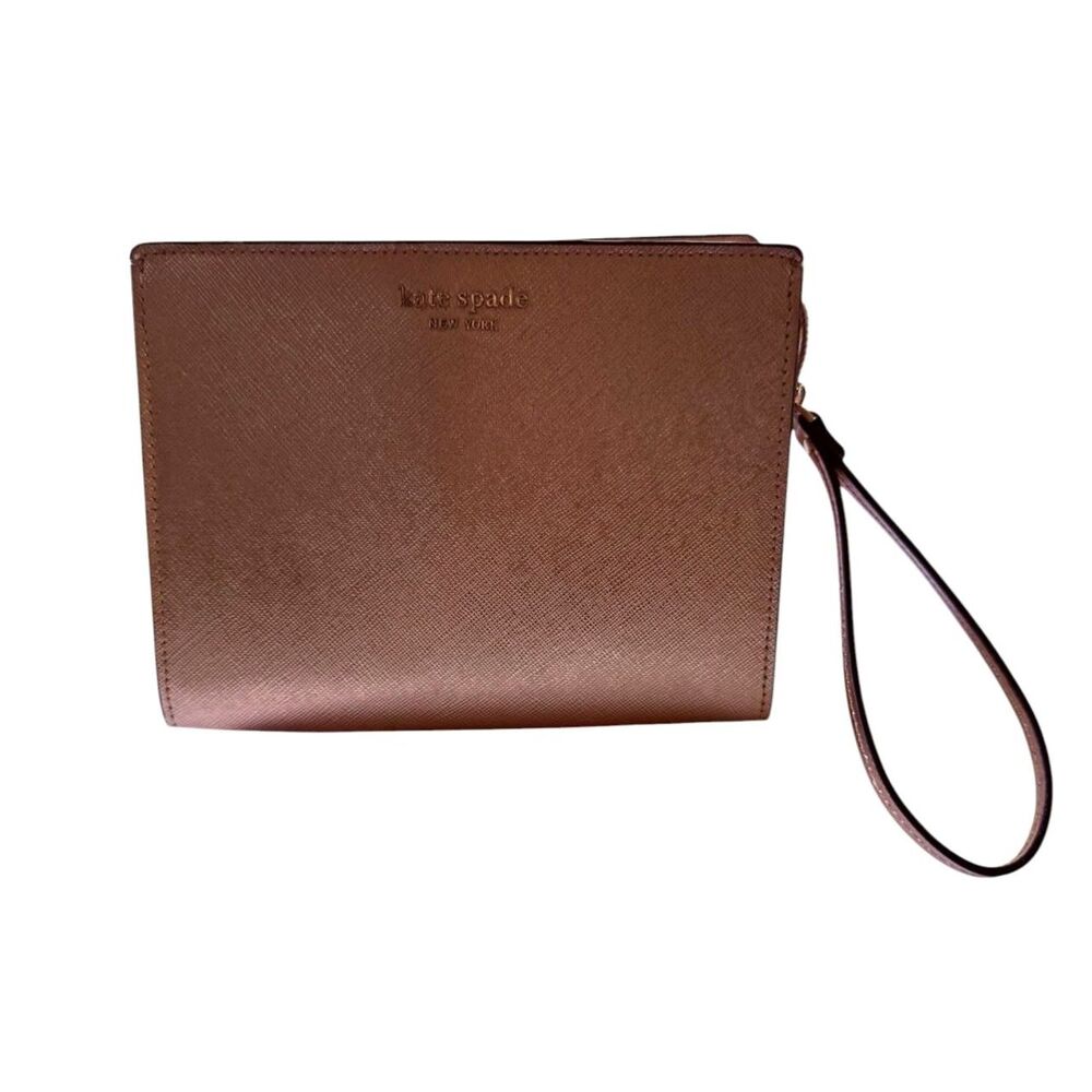 Kate Spade Rose Gold Shimmer Wristlet Wallet Satchel